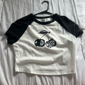 Kids Black and White Cherry Graphic Tee